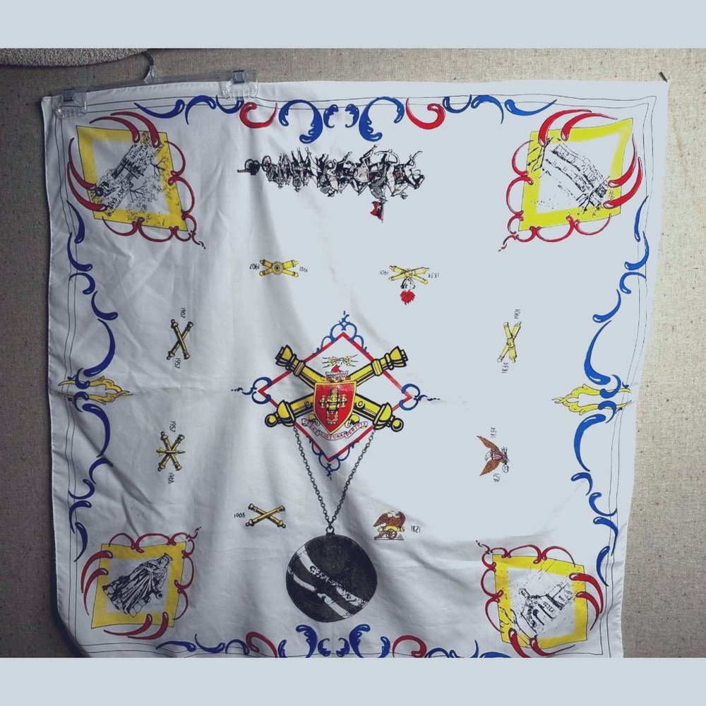 Vtg Scarf Field Artillery Ft Sill Ok 29"x 30" Army Wife Military Spouse Gift